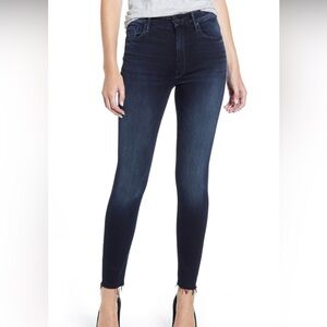 MOTHER DENIM high waisted looker with fray detail at ankle
